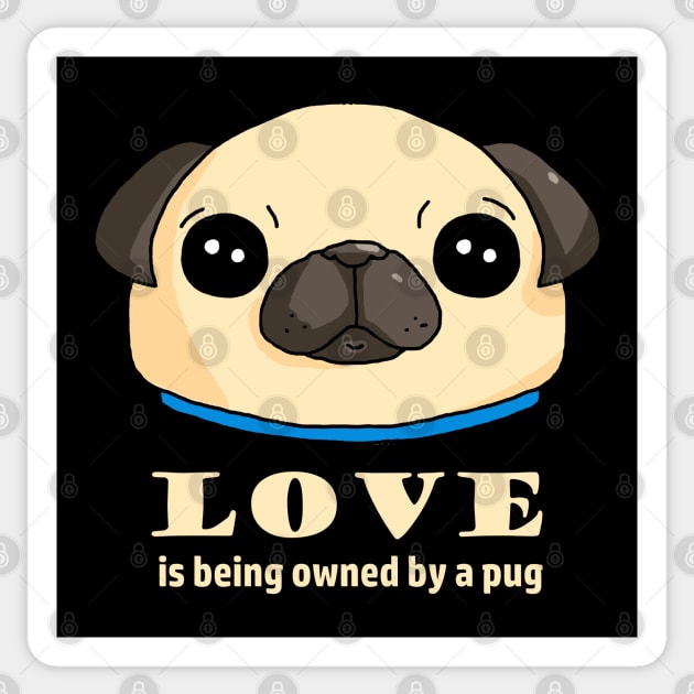 Pug Love (dark) Sticker by karutees